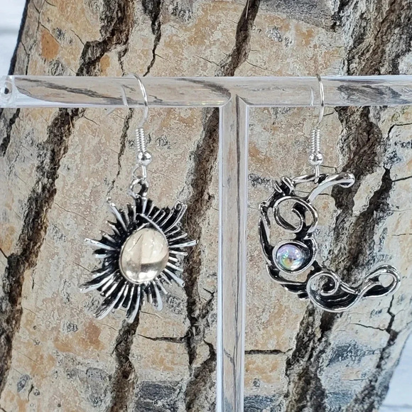 Sun and Moon Dangle Earrings - Picture 5 of 6